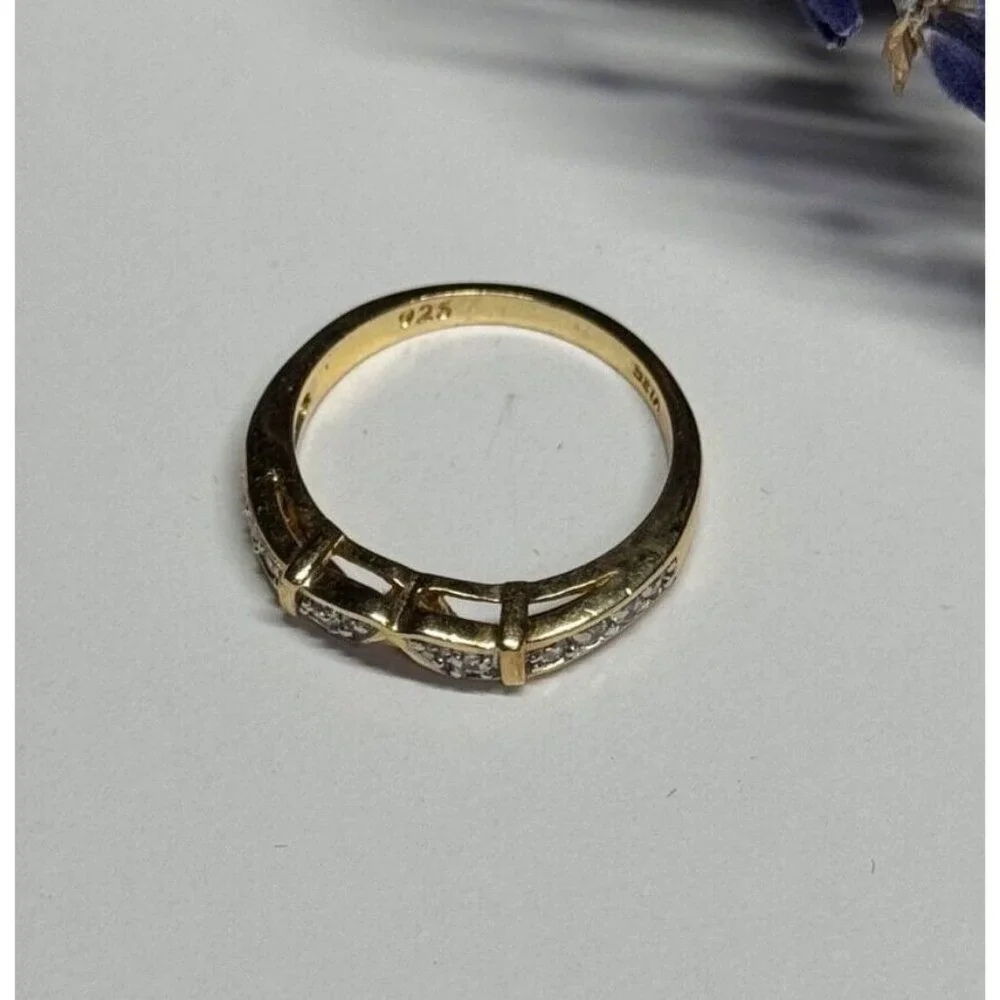 925 STERLING SILVER GOLD PLATED CZ RING SIZE 8.5